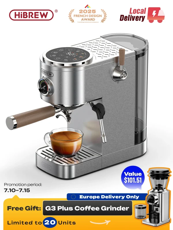Se8b6a6aafa1e4c5ead2401c2c9659957O.webp ماكينة قهوة إسبريسو شبه أوتوماتيكية من هاي برو، تحضير أمريكانو بلمسة واحدة، قابلة لضبط درجة الحرارة، ضغط 20 بار، صانعة قهوة باردة وكابتشينو طراز H13